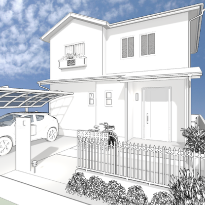 漫画で使える3D背景 一戸建てA（3DマイホームデザイナーPROシリーズ用）